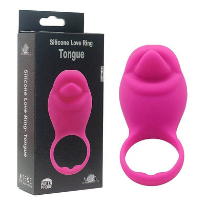 Foto 1 do produto Silicone Love Ring Tongue - Anel Peniano com Estimulador de Clítoris em Silicone com 10 Modos de Vibrações | Cor: Rosa