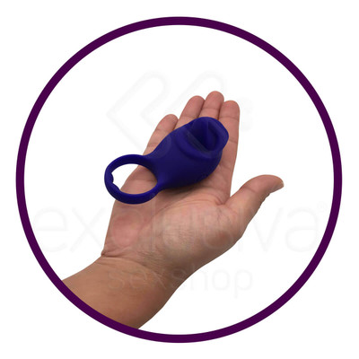 Foto 4 do produto Silicone Love Ring Tongue - Anel Peniano com Estimulador de Clítoris em Silicone com 10 Modos de Vibrações | Cor: Roxo