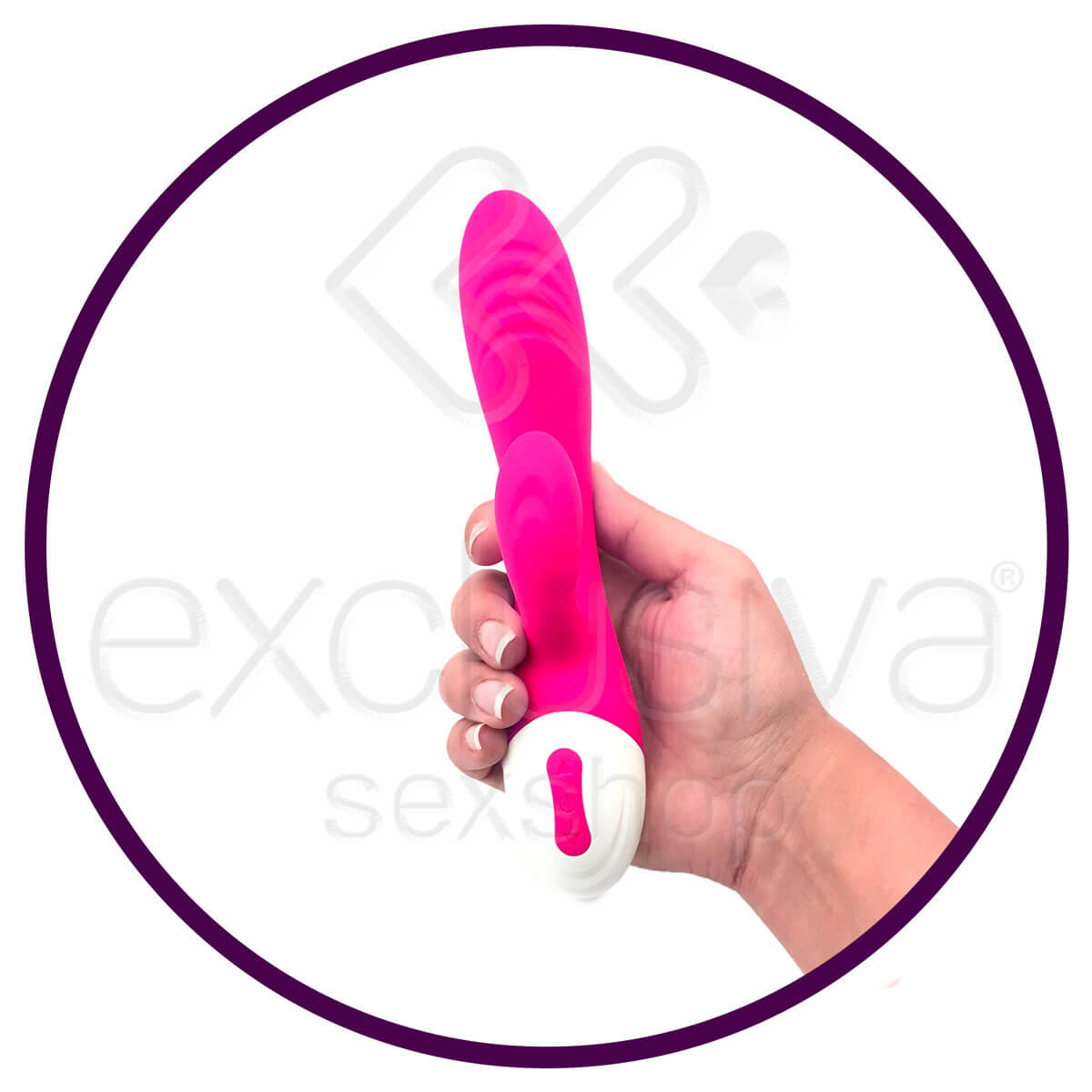 Silicone Massager - Vibrador Estimulador Recarregável de Ponto G e Clítoris, Feito em Silicone com 8 Modos de Vibrações - 19 x 3,5 - 6