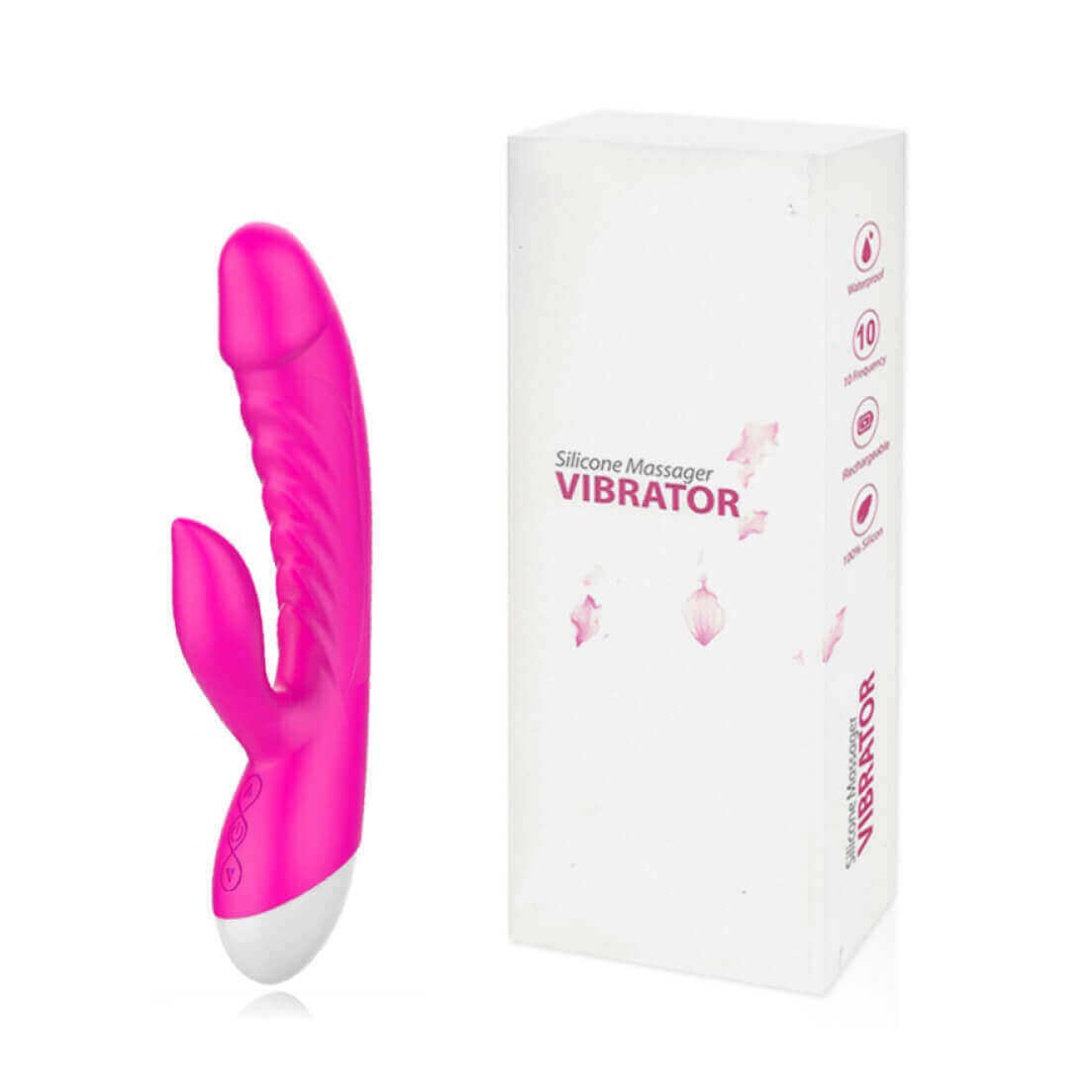 Silicone Massager Vibrator - Vibrador Estimulador de Ponto G e Clítoris, Recarregável em Silicone com 10 Modos de Vibração - 20 x 3,1 cm - 1