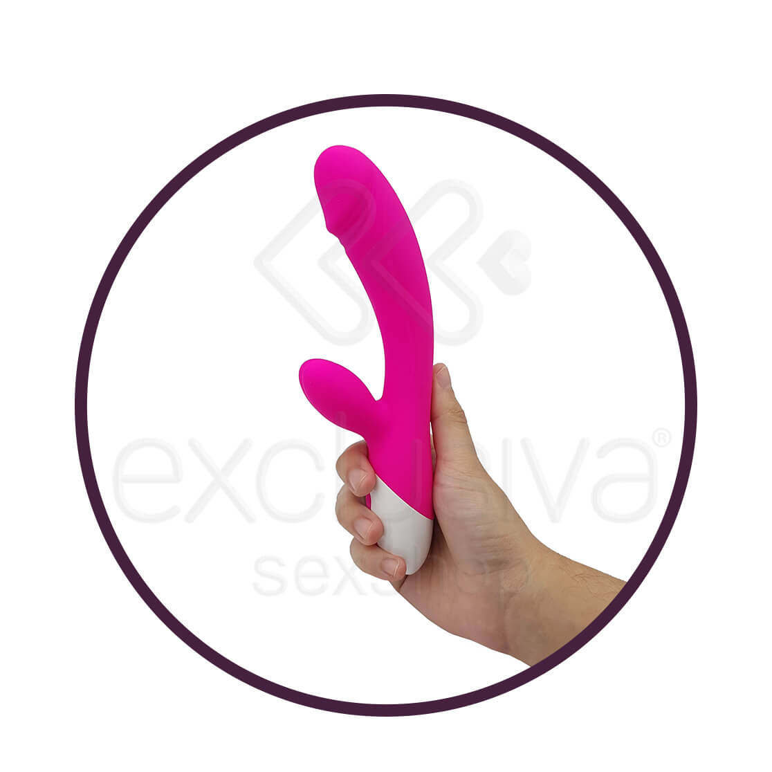Silicone Massager Vibrator - Vibrador Estimulador de Ponto G e Clítoris em Silicone com Prepúcio e Glande, Recarregável e com 10 Modos de Vibração - 20 x 3,4 cm - 5