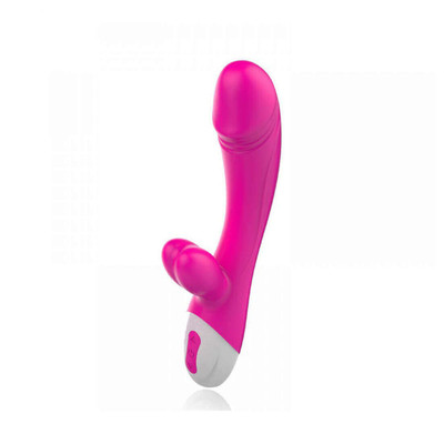 Foto 4 do produto Silicone Massager Vibrator - Vibrador Estimulador de Ponto G e Clítoris em Silicone com Prepúcio e Glande, Recarregável e com 10 Modos de Vibração - 20 x 3,4 cm