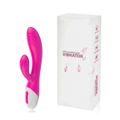 Foto 1 do produto Silicone Massager Vibrator - Vibrador Estimulador de Ponto G e Clítoris em Silicone com Textura na Ponta, Recarregável e com 10 Modos de Vibração - 20 x 3,3 cm
