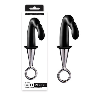 Foto 1 do produto Plug Anal Estimulador de Próstata em V Feito em Silicone e Alça Removível - Silicone Prostate Plug | 8,2 x 2 cm