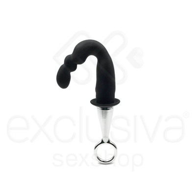 Foto 2 do produto Plug Anal Estimulador de Próstata em V Feito em Silicone e Alça Removível - Silicone Prostate Plug | 8,2 x 2 cm