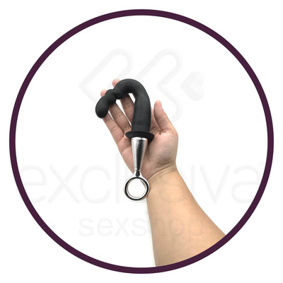 Foto 5 do produto Plug Anal Estimulador de Próstata em V Feito em Silicone e Alça Removível - Silicone Prostate Plug | 8,2 x 2 cm