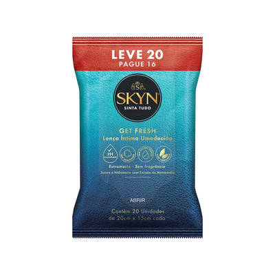 Foto 1 do produto Skyn Get Fresh - Lenço Íntimo Umedecido Sem Fragrância com 20 Unidades