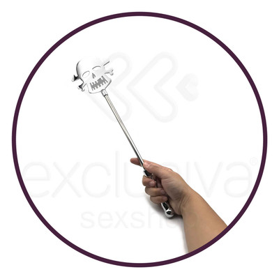Chibata Caveira Feita em Aço com Cabo Anatômico - Spanking Paddle | 41 cm