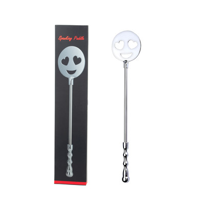Chibata em Aço com Cabo Anatômico e Carinha de Emoji Apaixonado - Spanking Paddle | 39 cm