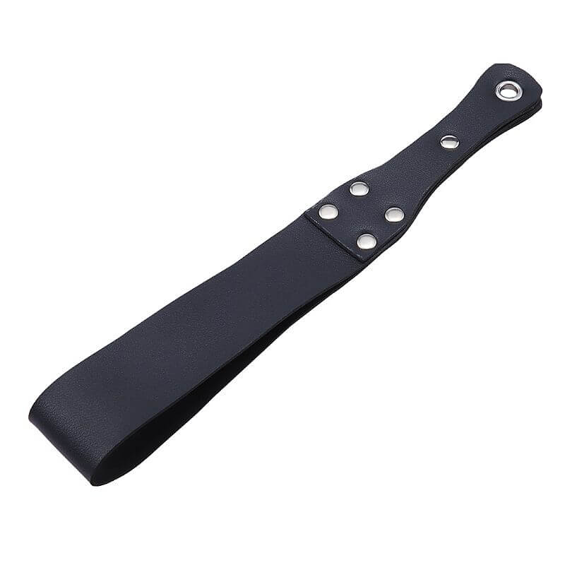 Spanking Paddle - Chibata com Dobra Confeccionada em Couro e Rebites - 28,5 x 4,1 cm - 3