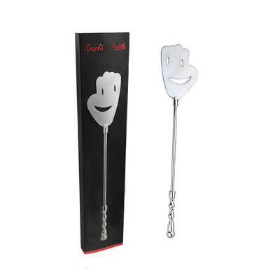Chibata Feita em Aço com Cabo Anatômico e Mão Sorridente - Spanking Paddle | 43,3 cm