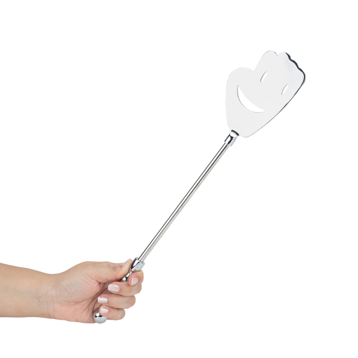 Chibata Feita em Aço com Cabo Anatômico e Mão Sorridente - Spanking Paddle | 43,3 cm - 6