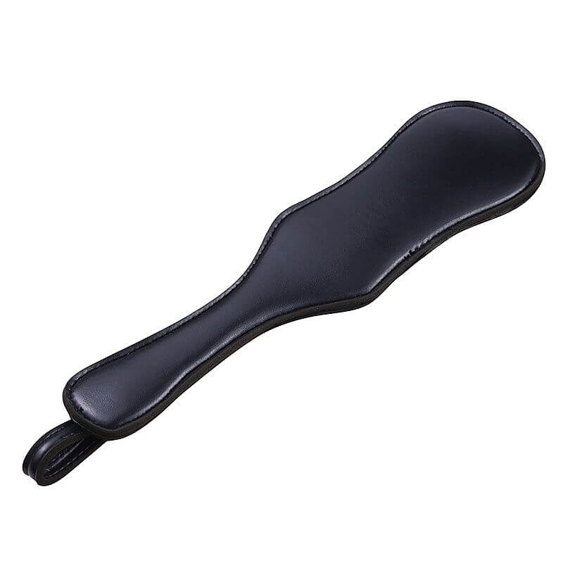 Spanking Paddle - Palmatória em Couro com Formato de Violão e Rebites na Base com Alça de Segurança - 31,5 cm - 5