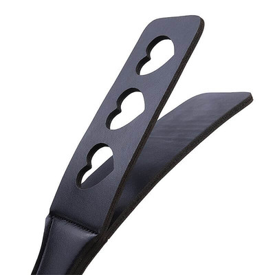 Foto 4 do produto Spanking Paddle - Palmatória Dupla Feita em Couro em Forma de Coração - 32 cm