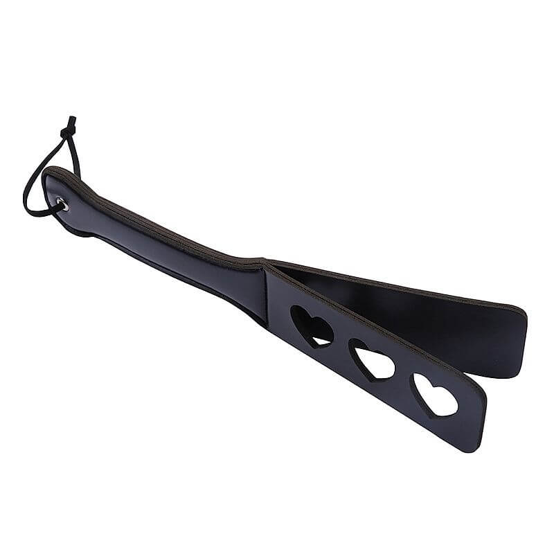 Spanking Paddle - Palmatória Dupla Feita em Couro em Forma de Coração - 32 cm - 5