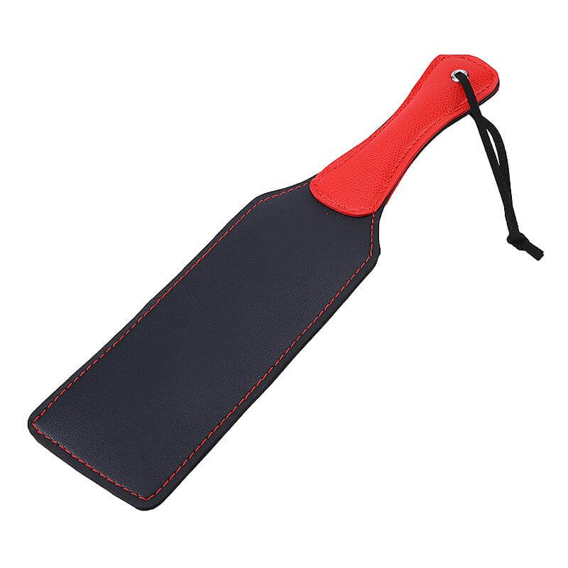 Spanking Paddle - Palmatória Feita em Couro Sintético com Alça e Cabo Vermelho - 32 cm - 5