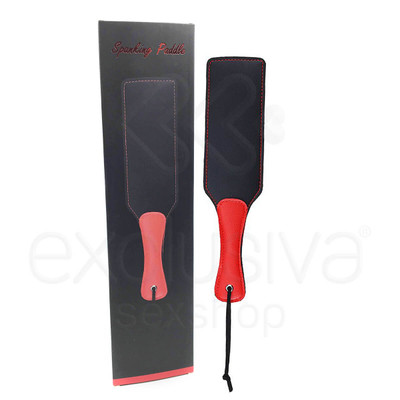 Foto 1 do produto Spanking Paddle - Palmatória Feita em Couro Sintético com Alça e Cabo Vermelho - 32 cm