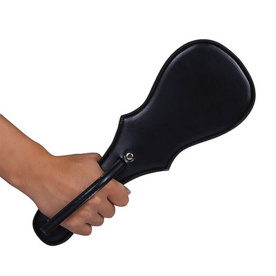 Foto 5 do produto Spanking Paddle - Palmatória em Couro com Formato de Violino e Suporte para Pegada com Rebite na Base - 33 cm