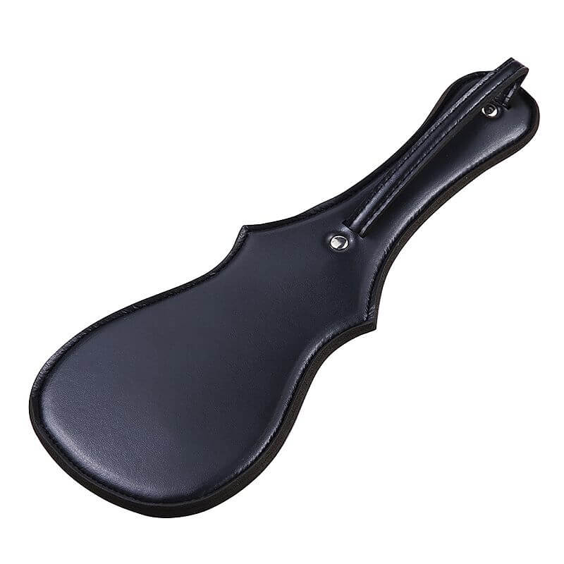 Spanking Paddle - Palmatória em Couro com Formato de Violino e Suporte para Pegada com Rebite na Base - 33 cm - 3