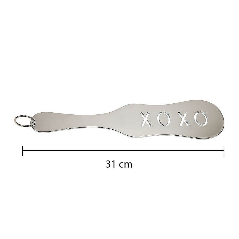 Spanking Paddle XOXO - Palmatória Feita em Aço com Anel de Segurança - 31 cm - 2