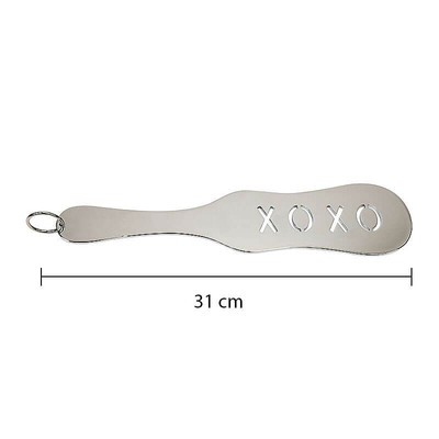 Foto 2 do produto Spanking Paddle XOXO - Palmatória Feita em Aço com Anel de Segurança - 31 cm