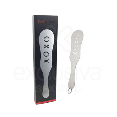 Spanking Paddle XOXO - Palmatória Feita em Aço com Anel de Segurança - 31 cm