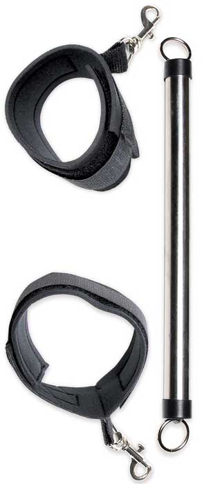 Spreader Bar - Separador de Pernas em Metal com Tornozeleira Preta e Fivelas de Ajuste - 26 x 2,5 cm - 2