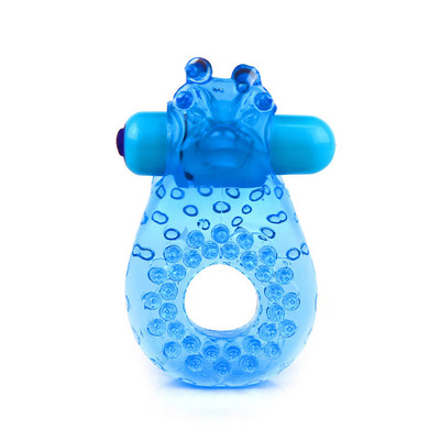 Foto 2 do produto Spring - Anel Peniano com Estimulador de Clitóris em Forma de Bicinho com Vibração Única | Cor: Azul