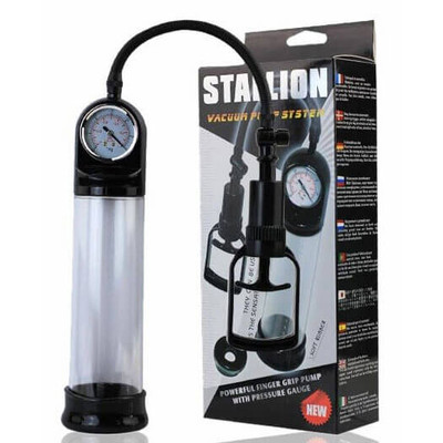 Foto 1 do produto Stallion Vaccum Pump System - Bomba Peniana de Sucção Manual com Manômetro e Manopla - 29 x 7 cm