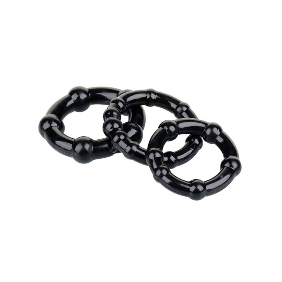 Kit com 3 Anéis Penianos em Tamanhos Diferentes com Esferas Massageadoras - Stay Hard Beaded Cockring | Disponível em 5 Cores - 7