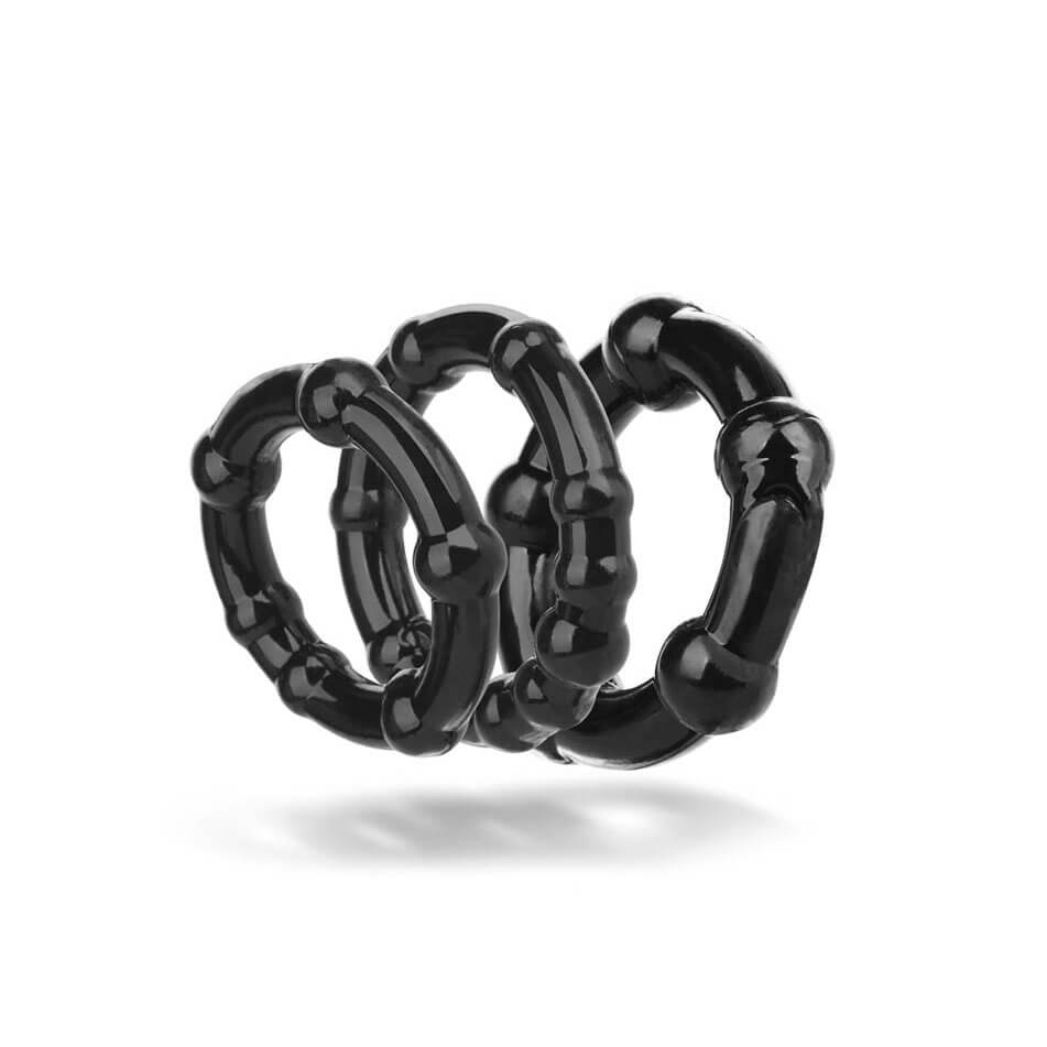 Kit com 3 Anéis Penianos em Tamanhos Diferentes com Esferas Massageadoras - Stay Hard Beaded Cockring | Disponível em 5 Cores - 6