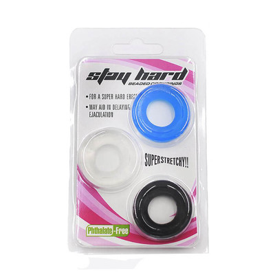 Stay Hard Beaded Cockrings - Kit com 3 Anéis Penianos Coloridos em Borracha
