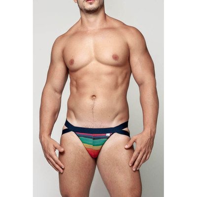 Cueca Jock de Arco-íris em Tule Com Forro - Steve Designer | Tamanho Único