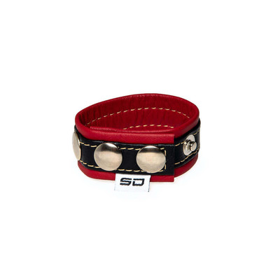 Foto 1 do produto Steves Designer - Anel Peniano Ajustável em Couro | Cor: Vermelho com Detalhe Preto