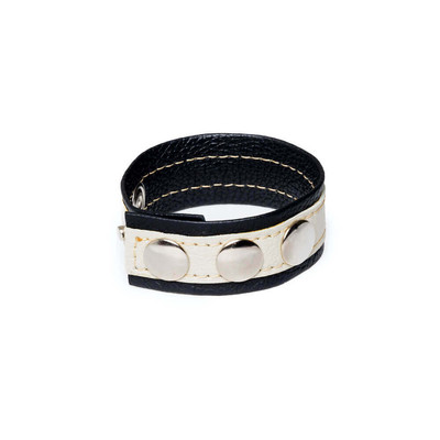 Foto 1 do produto Steves Designer - Anel Peniano Ajustável em Couro | Cor: Preto com Bege