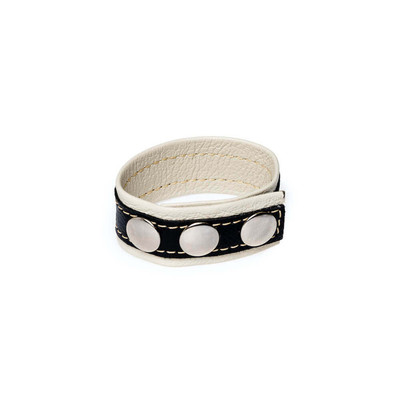 Foto 1 do produto Steves Designer - Anel Peniano Ajustável em Couro | Cor: Bege com Preto