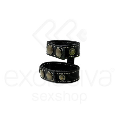 Foto 1 do produto Steves Designer - Anel Peniano Duplo em Couro com Ajuste