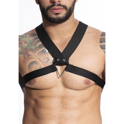 Steves Designer - Arreio Harness em Elástico com Argola e Triângulo Invertido de Metal