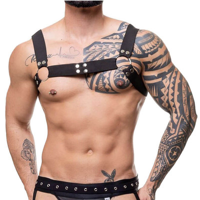 Steves Designer - Arreio Harness Elástico com Argolas e Botões de Níquel