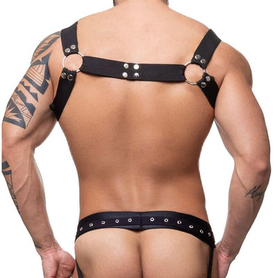 Steves Designer - Arreio Harness Elástico com Argolas e Botões de Níquel