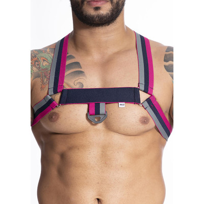 Foto 1 do produto Arreio Harness em Elástico Tricolor com Triângulo de Metal - Steves Designer