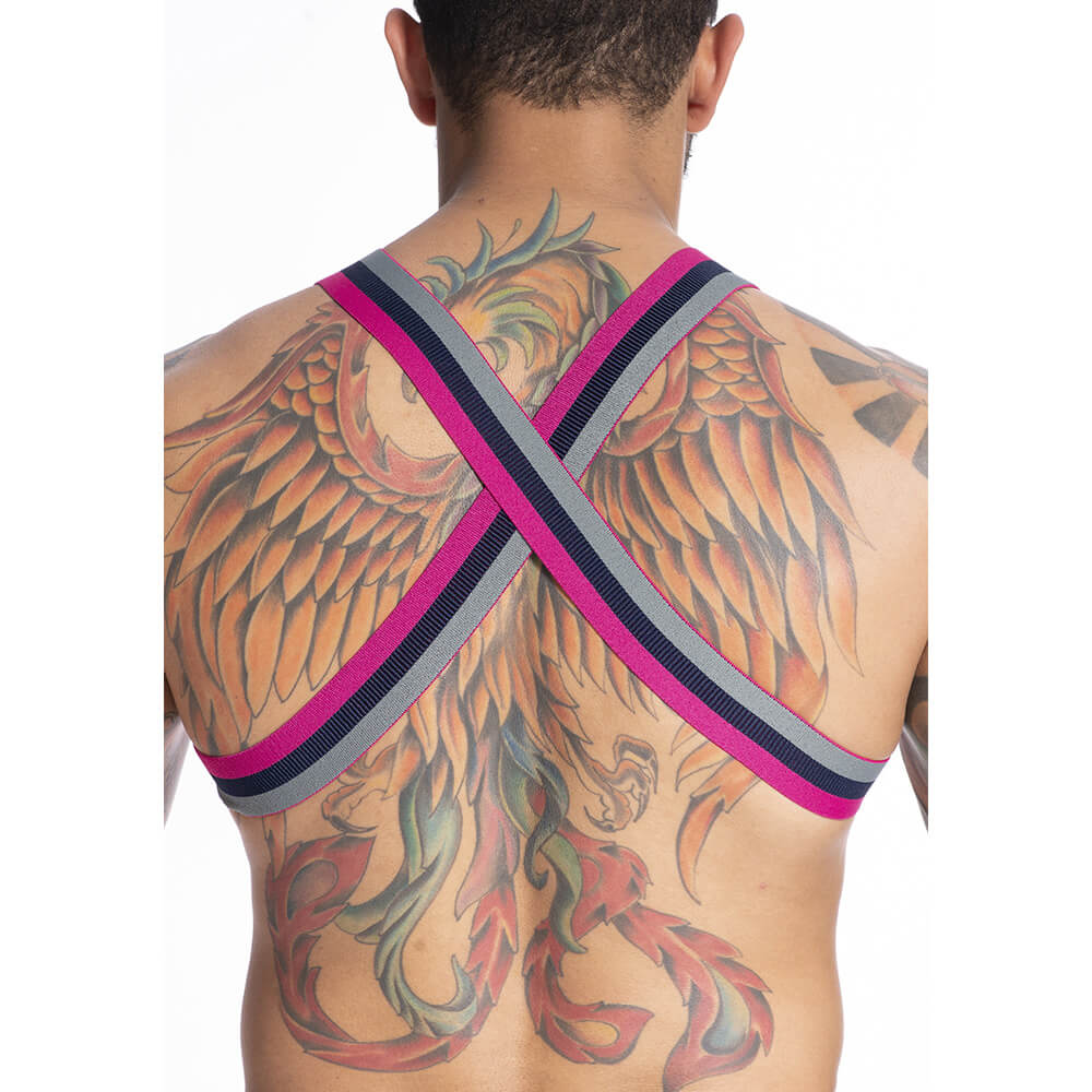 Arreio Harness em Elástico Tricolor com Triângulo de Metal - Steves Designer - 2