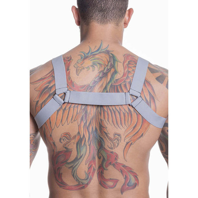 Steves Designer - Arreio Harness Masculino em Elástico com Argola em Triângulo | Cor: Cinza