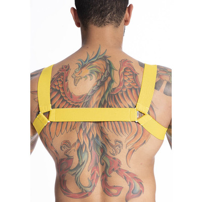 Steves Designer - Arreio Harness Masculino em Elástico com Argola em Triângulo | Cor: Amarelo