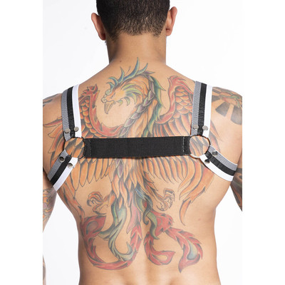 Foto 2 do produto Steves Designer - Arreio Harness Masculino em Elástico Tricolor e Argolas