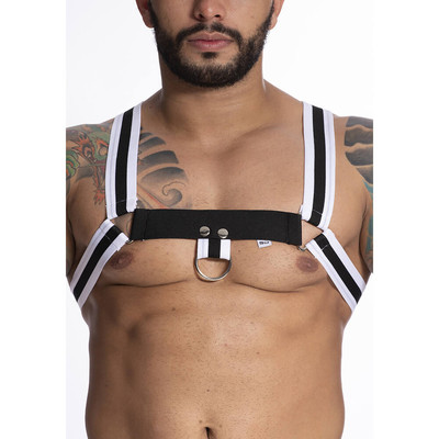 Foto 1 do produto Arreio Masculino Harness em Elástico Bicolor com Argolas - Steves Designer | Tamanho Único