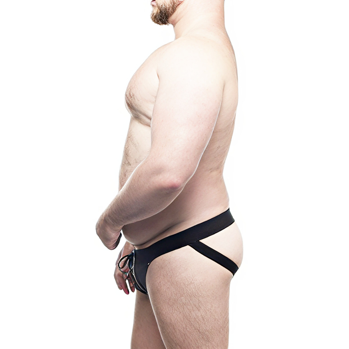 Cueca JockStrap Tapa Sexo em Cirrê com Ilhós - Steves Designer Big Man | Tamanho Plus Size - 2