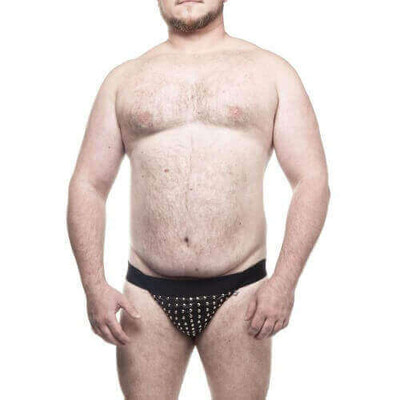 Steves Designer Big Man- Cueca JockStrap Tapa Sexo com Rebites  | Plus Size