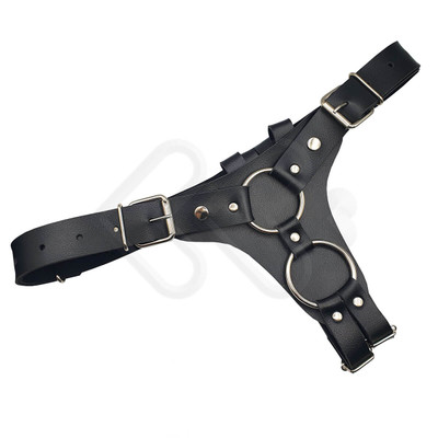 Foto 3 do produto Cinta Peniana em Couro Sintético com Duas Próteses para Dupla Penetração - Steves Designer