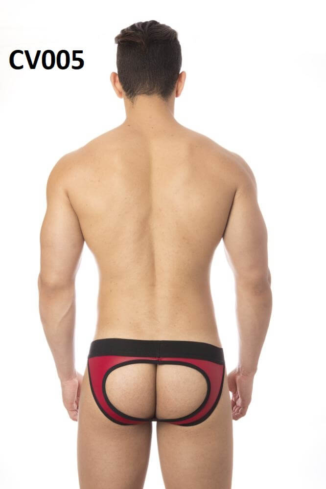 Steves Designer - Cueca com Abertura nas Nádegas em Cirrê | Cor: Vermelho com Detalhe Preto - 2